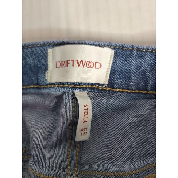 Driftwood Jeans Womens 29 x 27 Blue Floral Embroidered Stella Straight Stretch - Picture 7 of 10